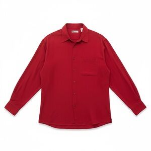 Bachrach 100% Silk Holiday Red Button Down Shirt Men’s Large